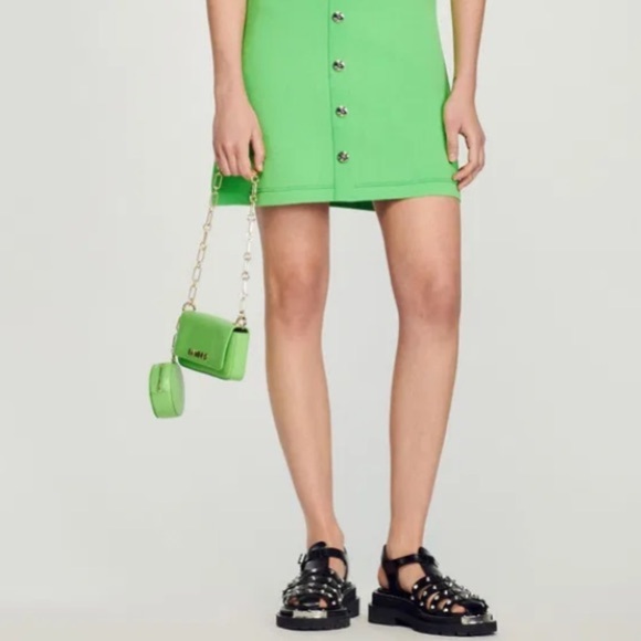 Sandro Vert Pomme Mini Purse Green Chain Strap Women's Bag - Picture 1 of 16